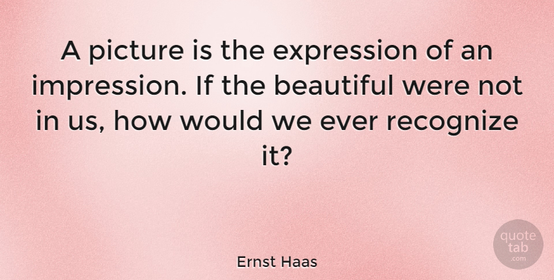 Ernst Haas Quote About Beautiful, Photography, Creativity: A Picture Is The Expression...