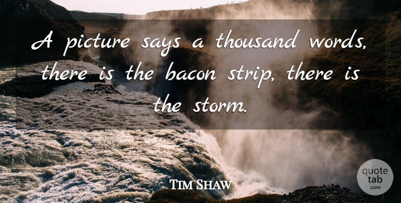 Tim Shaw Quote About Bacon, Picture, Says, Thousand, Words: A Picture Says A Thousand...