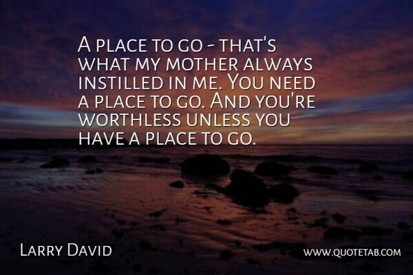 Larry David Quote About Mother, Places To Go, Needs: A Place To Go Thats...