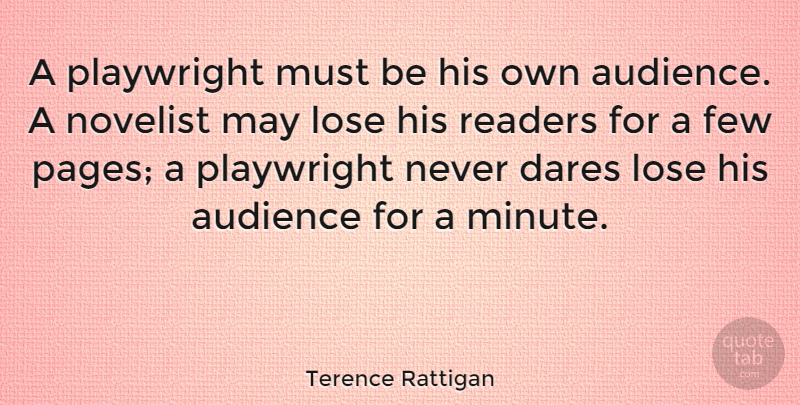 Terence Rattigan Quote About May, Pages, Novelists: A Playwright Must Be His...