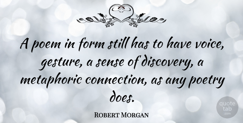 Robert Morgan Quote About Discovery, Voice, Gestures: A Poem In Form Still...