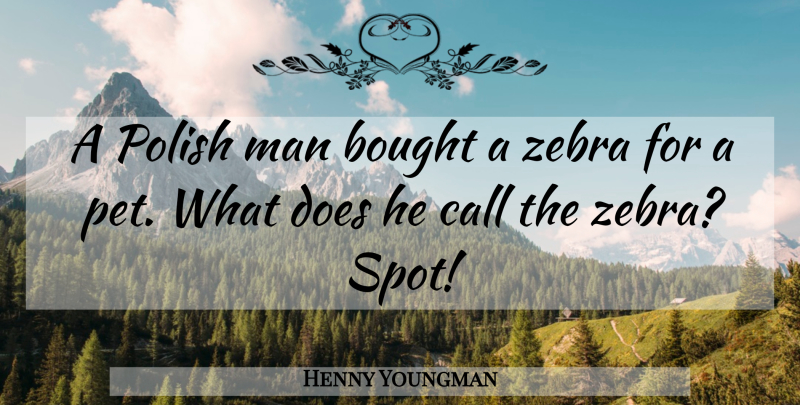 Henny Youngman Quote About Funny, Zebras, Humor: A Polish Man Bought A...