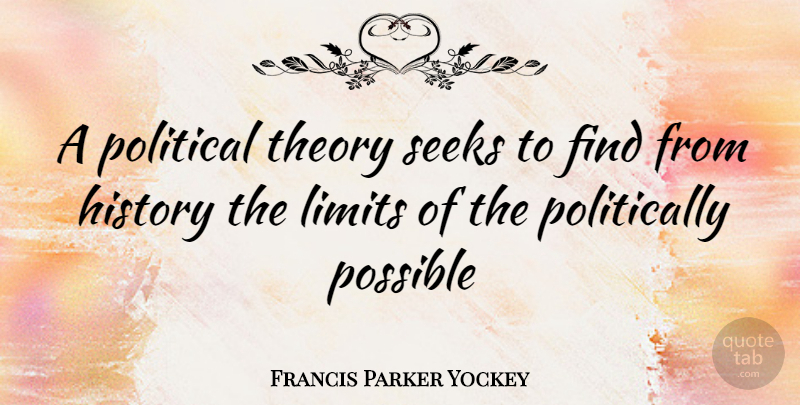 Francis Parker Yockey Quote About Political, Limits, Political Theory: A Political Theory Seeks To...