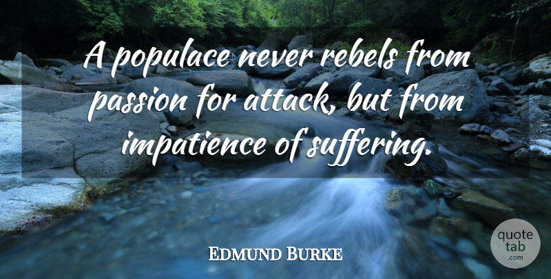 Edmund Burke Quote About Passion, Suffering, Rebel: A Populace Never Rebels From...