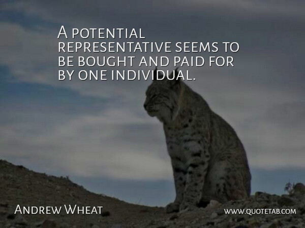 Andrew Wheat Quote About Bought, Paid, Potential, Seems: A Potential Representative Seems To...