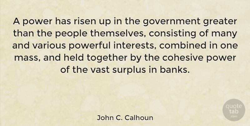 John C. Calhoun Quote About Powerful, Government, People: A Power Has Risen Up...