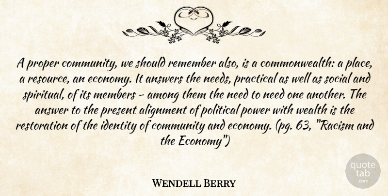 Wendell Berry Quote About Spiritual, Racism, Community: A Proper Community We Should...
