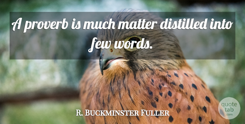 R. Buckminster Fuller Quote About Few Words, Matter, Spectacular: A Proverb Is Much Matter...