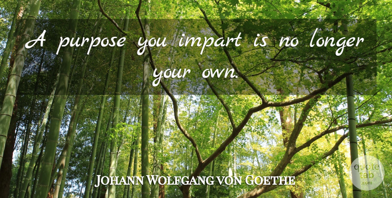 Johann Wolfgang von Goethe Quote About Purpose, Impart: A Purpose You Impart Is...
