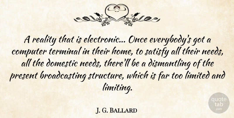 J. G. Ballard Quote About Home, Reality, Needs: A Reality That Is Electronic...