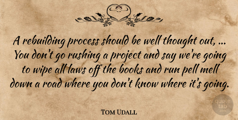 Tom Udall Quote About Books, Laws, Process, Project, Rebuilding: A Rebuilding Process Should Be...