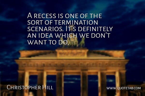 Christopher Hill Quote About Definitely, Recess, Sort: A Recess Is One Of...