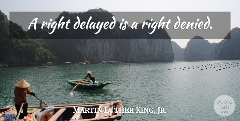 Martin Luther King, Jr. Quote About Inspirational, Words Of Wisdom, African American: A Right Delayed Is A...