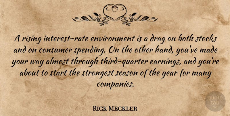 Rick Meckler Quote About Almost, Both, Consumer, Drag, Environment: A Rising Interest Rate Environment...