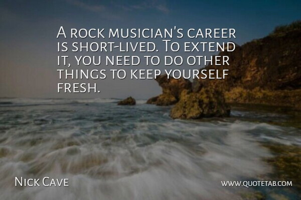 Nick Cave Quote About Careers, Rocks, Needs: A Rock Musicians Career Is...