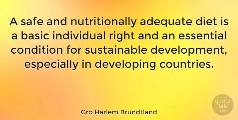 Gro Harlem Brundtland Quote About Country, Future, Vision: A Safe And Nutritionally Adequate...