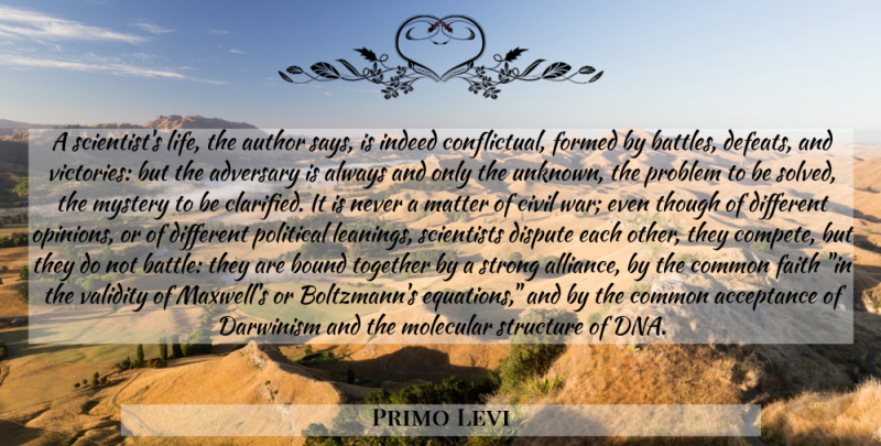 Primo Levi Quote About Strong, War, Acceptance: A Scientists Life The Author...