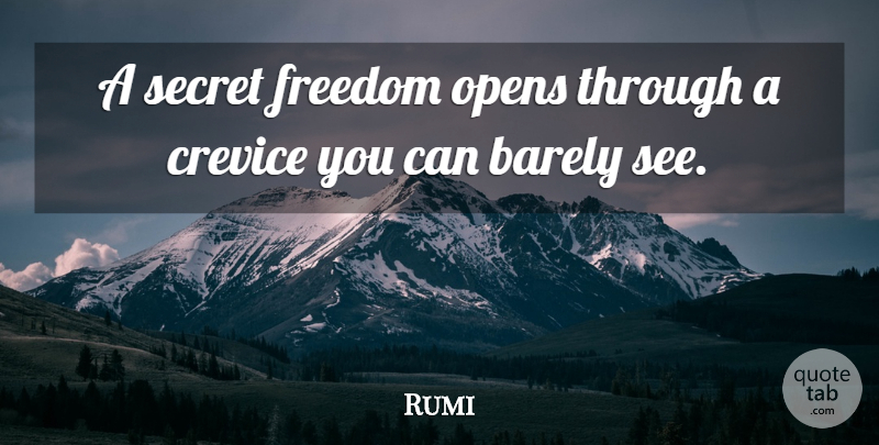 Rumi Quote About Secret, Crevice: A Secret Freedom Opens Through...