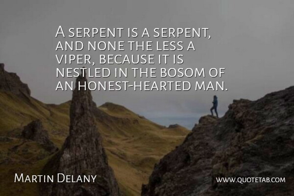 Martin Delany Quote About Men, Vipers, Honest: A Serpent Is A Serpent...