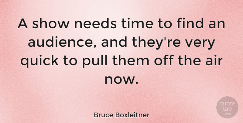 Bruce Boxleitner Quote About Air, Needs, Shows: A Show Needs Time To...