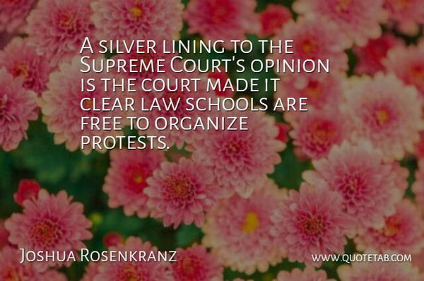 Joshua Rosenkranz Quote About Clear, Court, Free, Law, Lining: A Silver Lining To The...