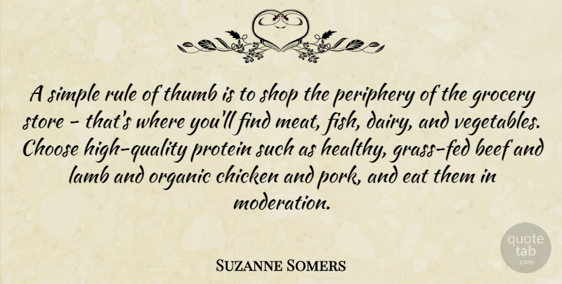Suzanne Somers Quote About Beef, Chicken, Choose, Eat, Grocery: A Simple Rule Of Thumb...