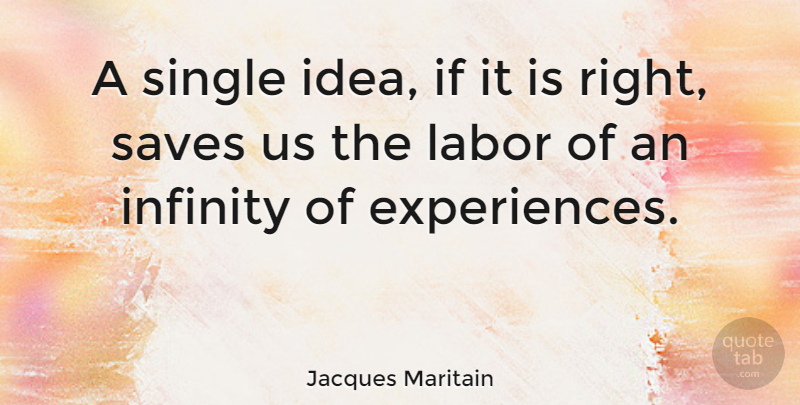 Jacques Maritain Quote About Ideas, Infinity, Labor: A Single Idea If It...