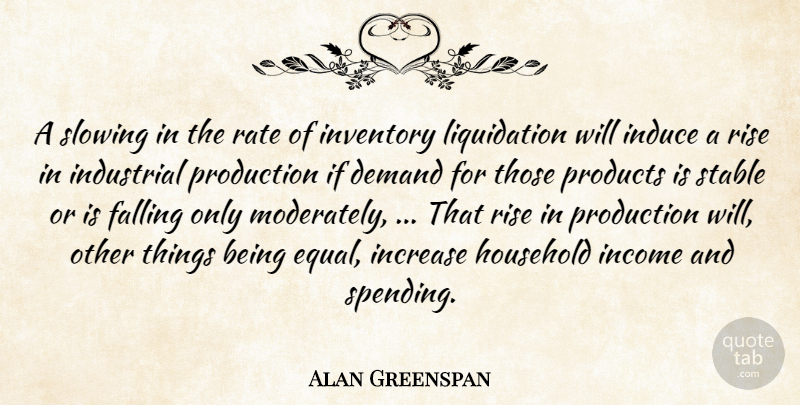 Alan Greenspan Quote About Demand, Falling, Household, Income, Increase: A Slowing In The Rate...