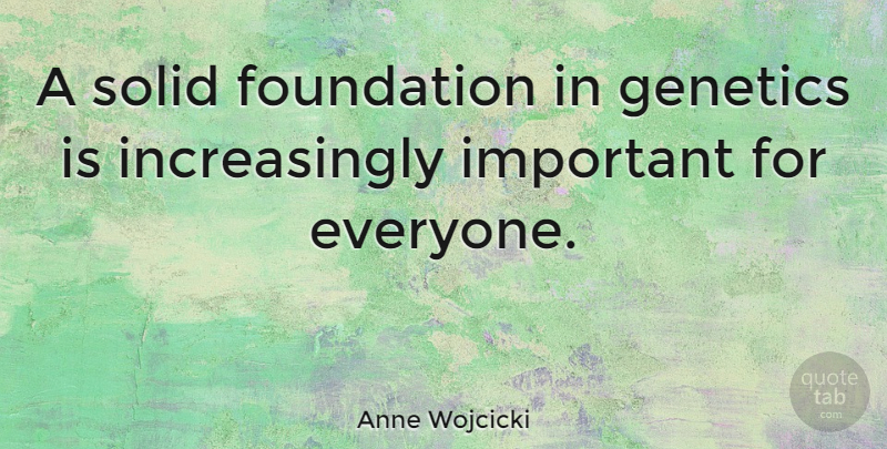 Anne Wojcicki Quote About Important, Foundation, Solid Foundation: A Solid Foundation In Genetics...