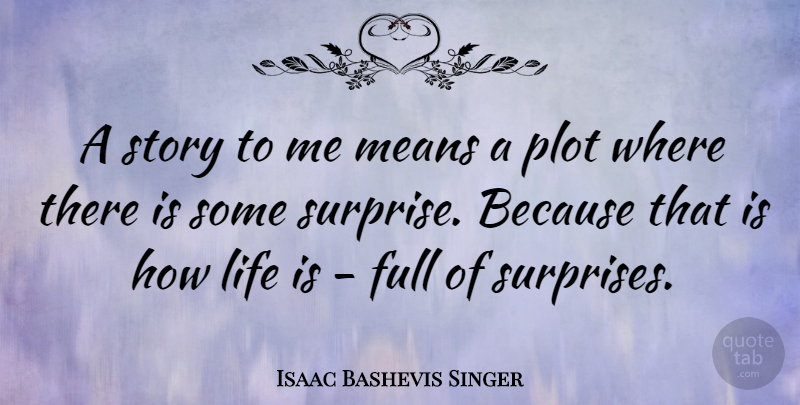 Isaac Bashevis Singer Quote About Inspirational, Inspiring, Mean: A Story To Me Means...