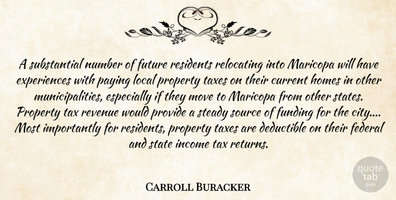 Carroll Buracker Quote About Current, Federal, Funding, Future, Homes: A Substantial Number Of Future...