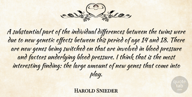 Harold Snieder Quote About Age, Amount, Blood, Due, Effects: A Substantial Part Of The...