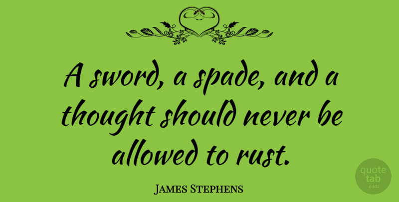 James Stephens Quote About Irish Poet: A Sword A Spade And...