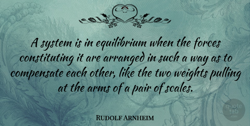 Rudolf Arnheim Quote About Two, Arms, Way: A System Is In Equilibrium...