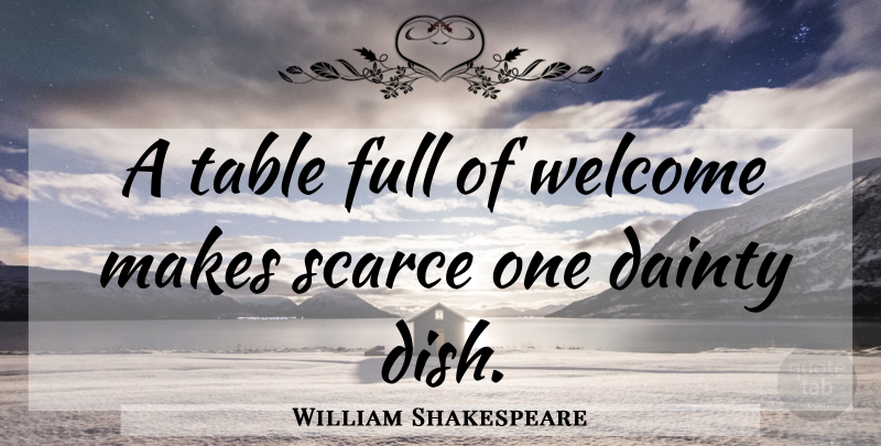 William Shakespeare Quote About Tables, Welcome, Dishes: A Table Full Of Welcome...