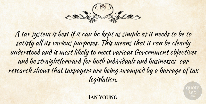 Ian Young Quote About Best, Both, Businesses, Clearly, Government: A Tax System Is Best...