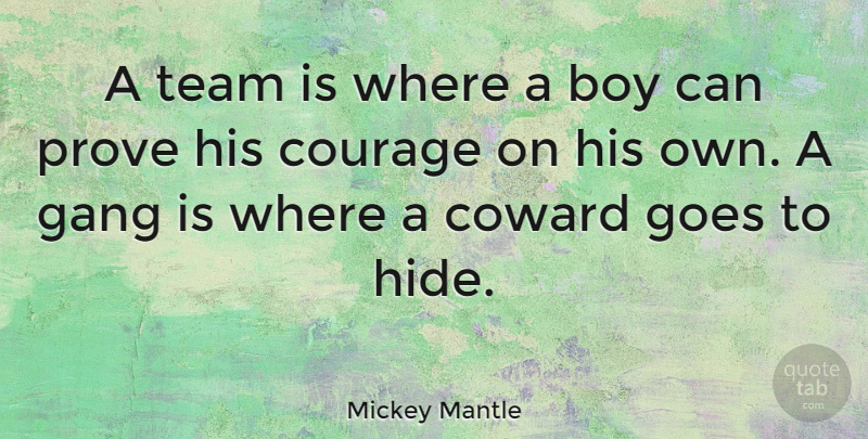 Mickey Mantle Quote About Teamwork, Sports, Baseball: A Team Is Where A...