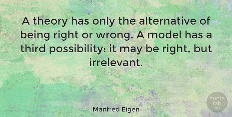 Manfred Eigen Quote About Alternatives, May, Possibility: A Theory Has Only The...