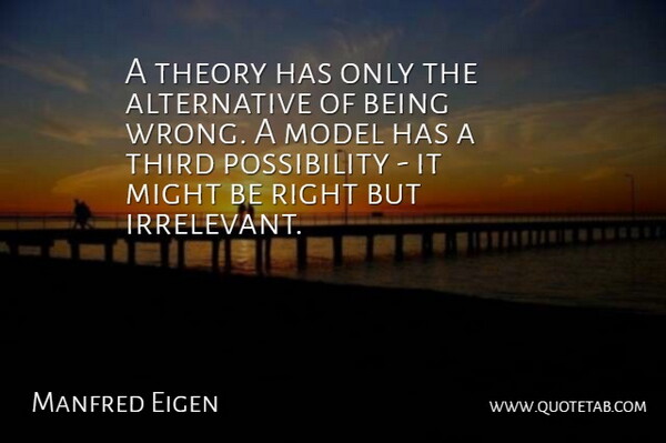 Manfred Eigen Quote About Might, Model, Theory, Third: A Theory Has Only The...