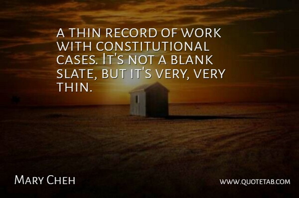 Mary Cheh Quote About Blank, Record, Thin, Work: A Thin Record Of Work...