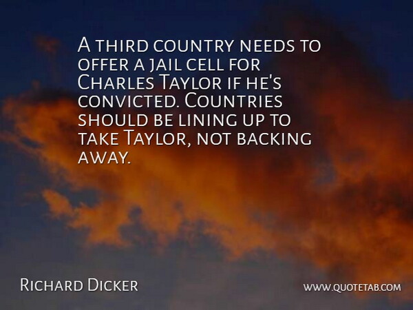 Richard Dicker Quote About Backing, Cell, Charles, Countries, Country: A Third Country Needs To...