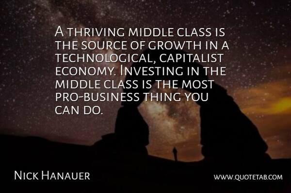 Nick Hanauer Quote About Capitalist, Class, Growth, Investing, Middle: A Thriving Middle Class Is...