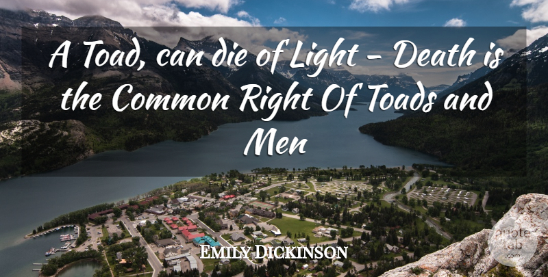 Emily Dickinson Quote About Death, Men, Light: A Toad Can Die Of...