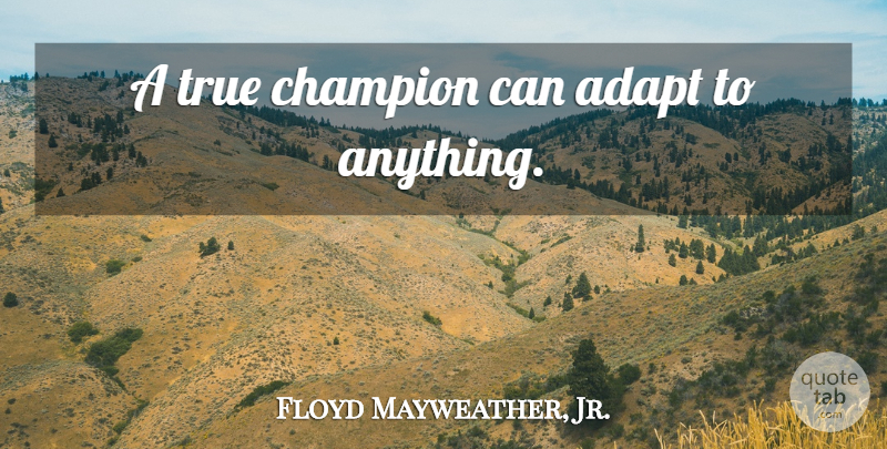Floyd Mayweather, Jr. Quote About Champion, Martial Arts, True Champion: A True Champion Can Adapt...