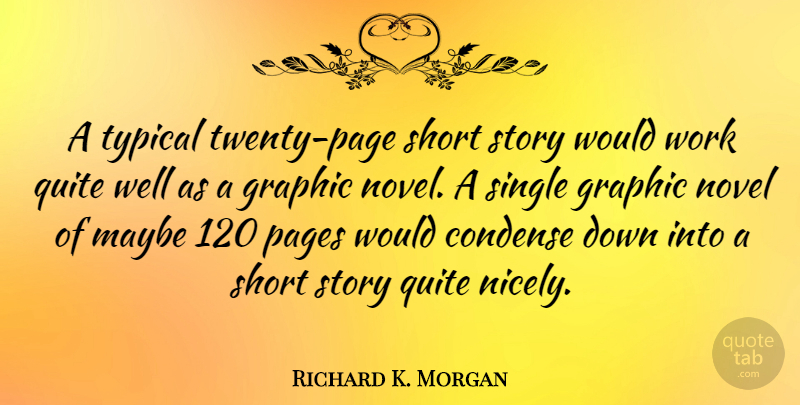 Richard K. Morgan Quote About Condense, Graphic, Maybe, Novel, Pages: A Typical Twenty Page Short...