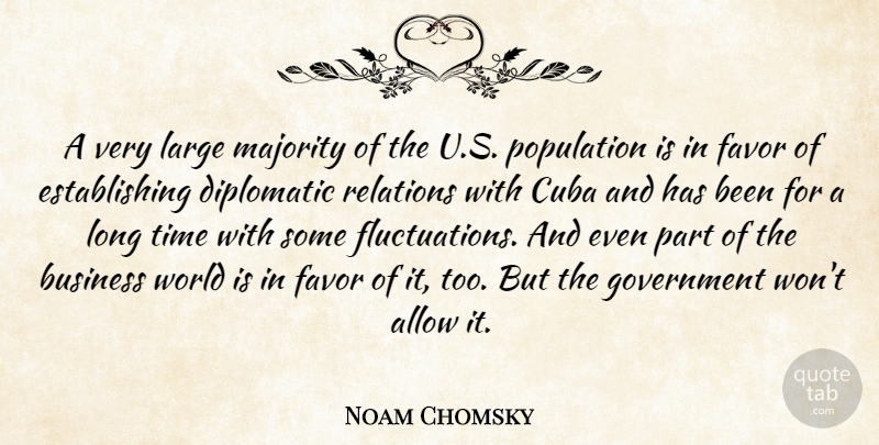 Noam Chomsky Quote About Allow, Business, Cuba, Diplomatic, Favor: A Very Large Majority Of...