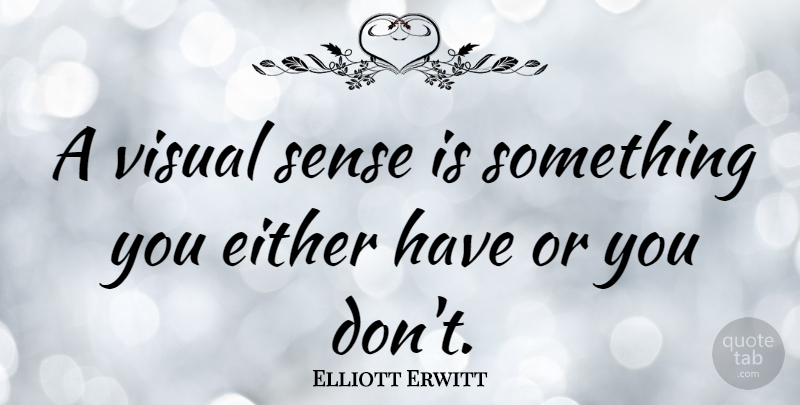 Elliott Erwitt Quote About Visuals: A Visual Sense Is Something...