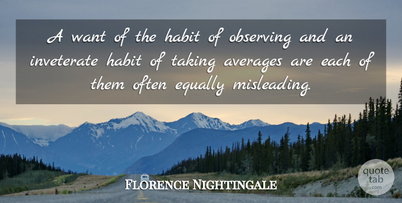 Florence Nightingale Quote About Average, Want, Habit: A Want Of The Habit...