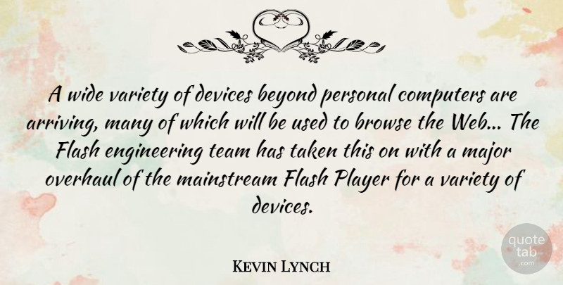 Kevin Lynch Quote About Beyond, Browse, Computers, Devices, Flash: A Wide Variety Of Devices...