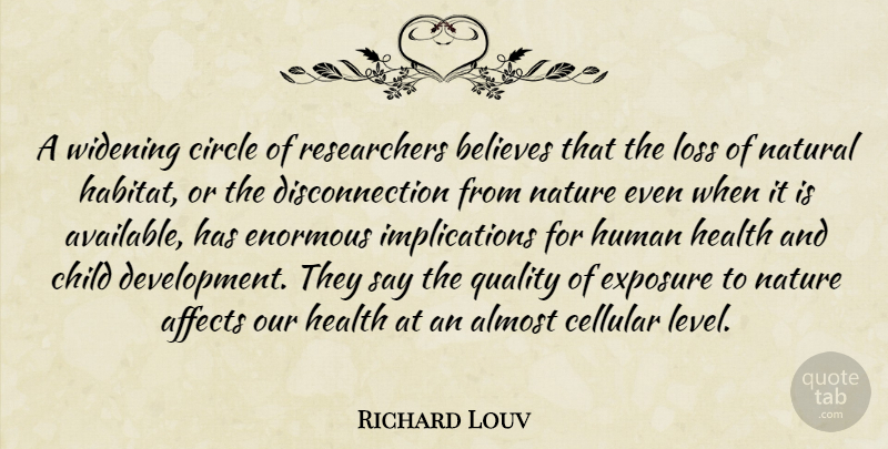 Richard Louv Quote About Children, Believe, Loss: A Widening Circle Of Researchers...